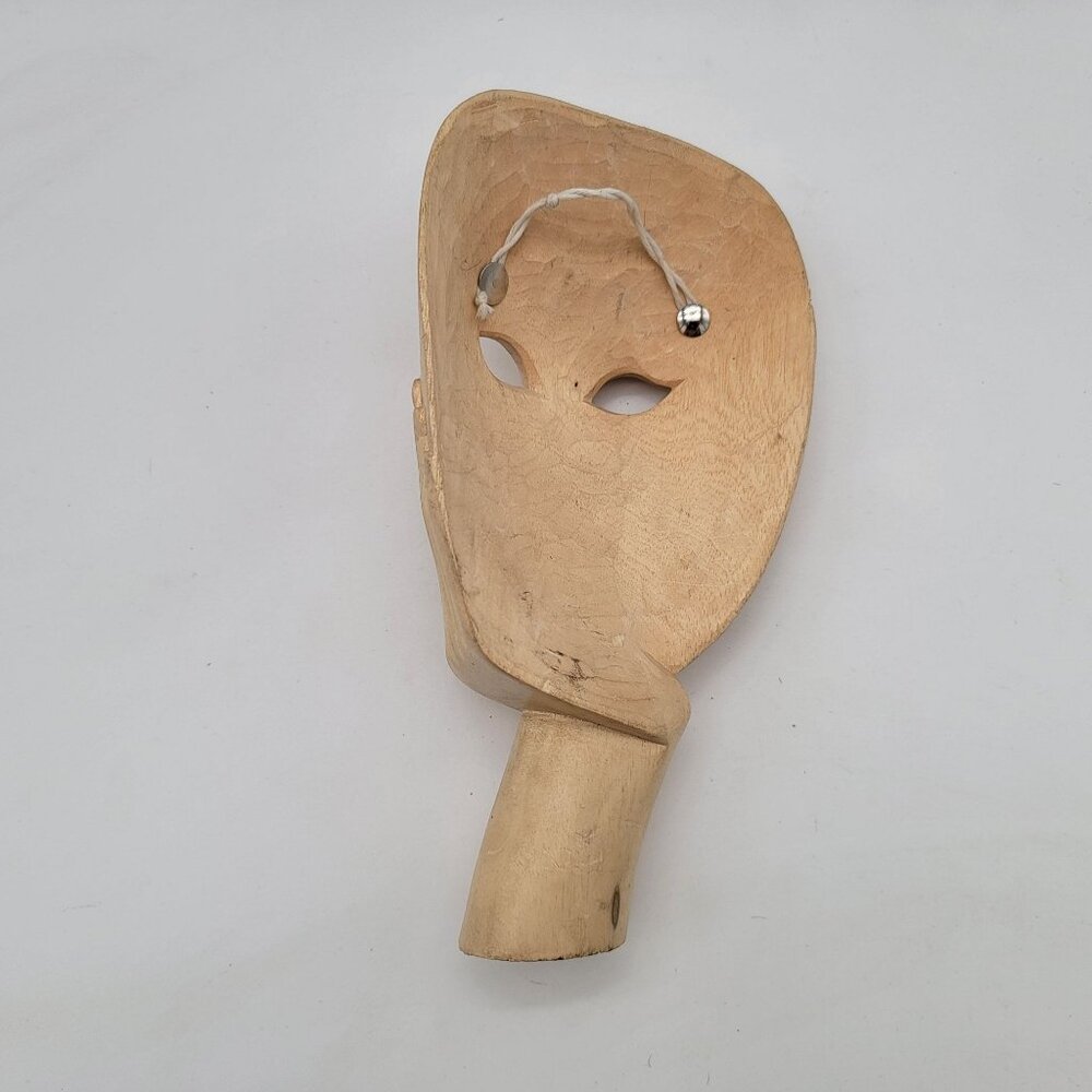 Carved Hibiscus Wood Theater Mask Wall Hanging - Picture 2 of 3